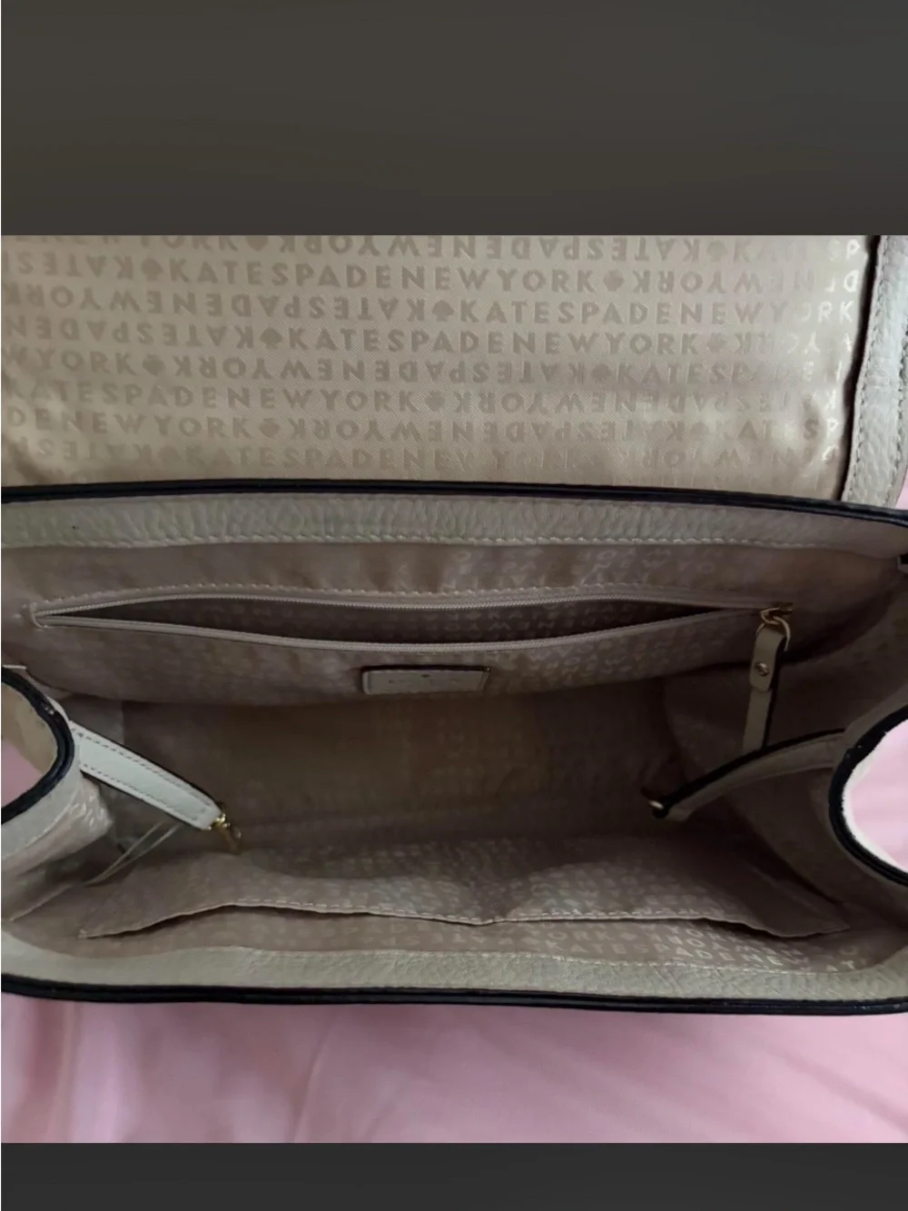 Kate Spade Cream Leather Magnolia Park Laurel Satchel Crossbody Box & Dust Bag